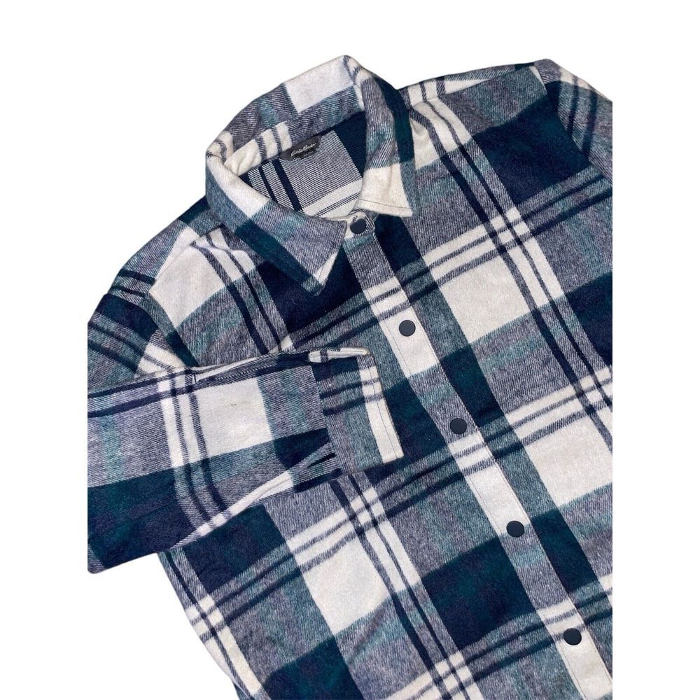 Eddie Bauer Blue White Plaid Button-Down Shirt